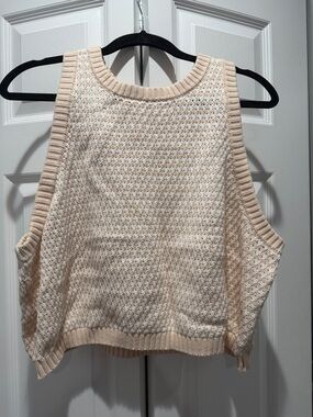 Cream Knit Sleeveless Sweater Tank